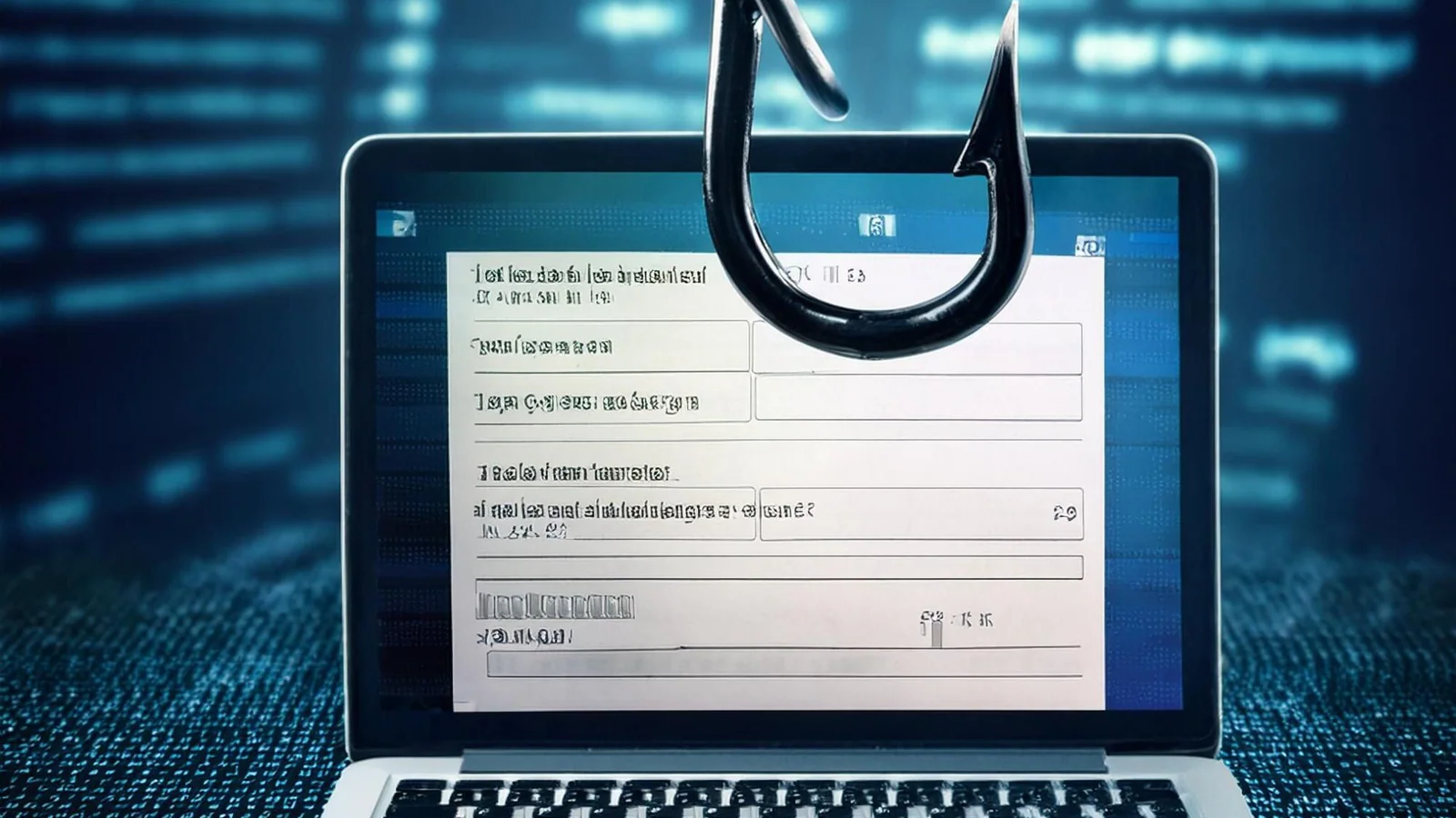 Illustration av phishingrisk och säker inloggning som bakgrund till guide om passkeys för företag