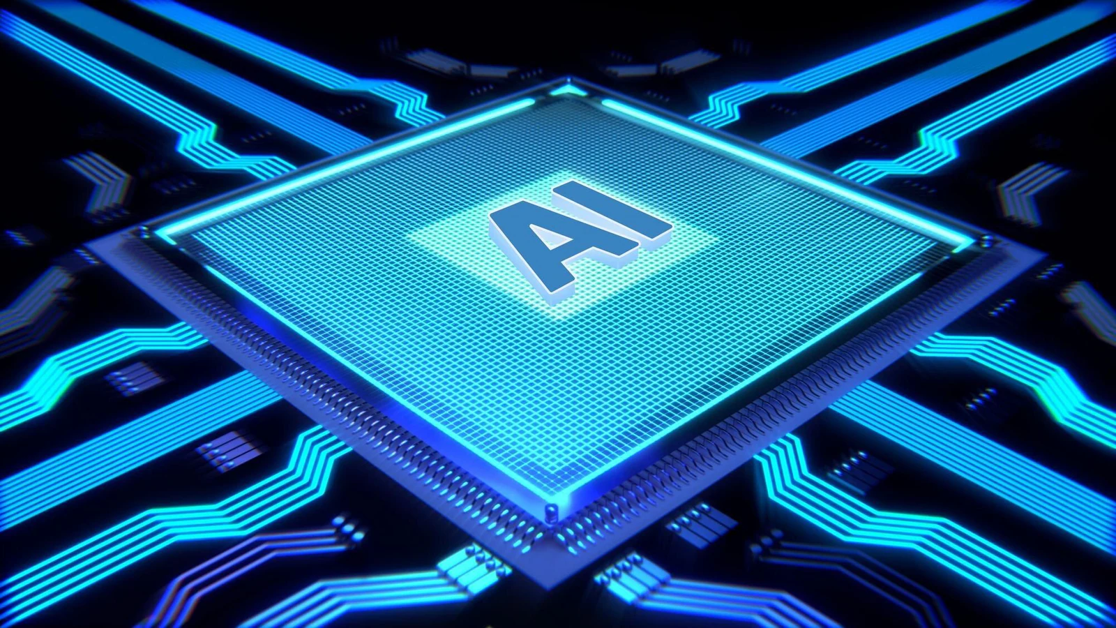 Illustration av AI-processor och kretskort till artikel om HBM-brist och kinesiska AI-chip