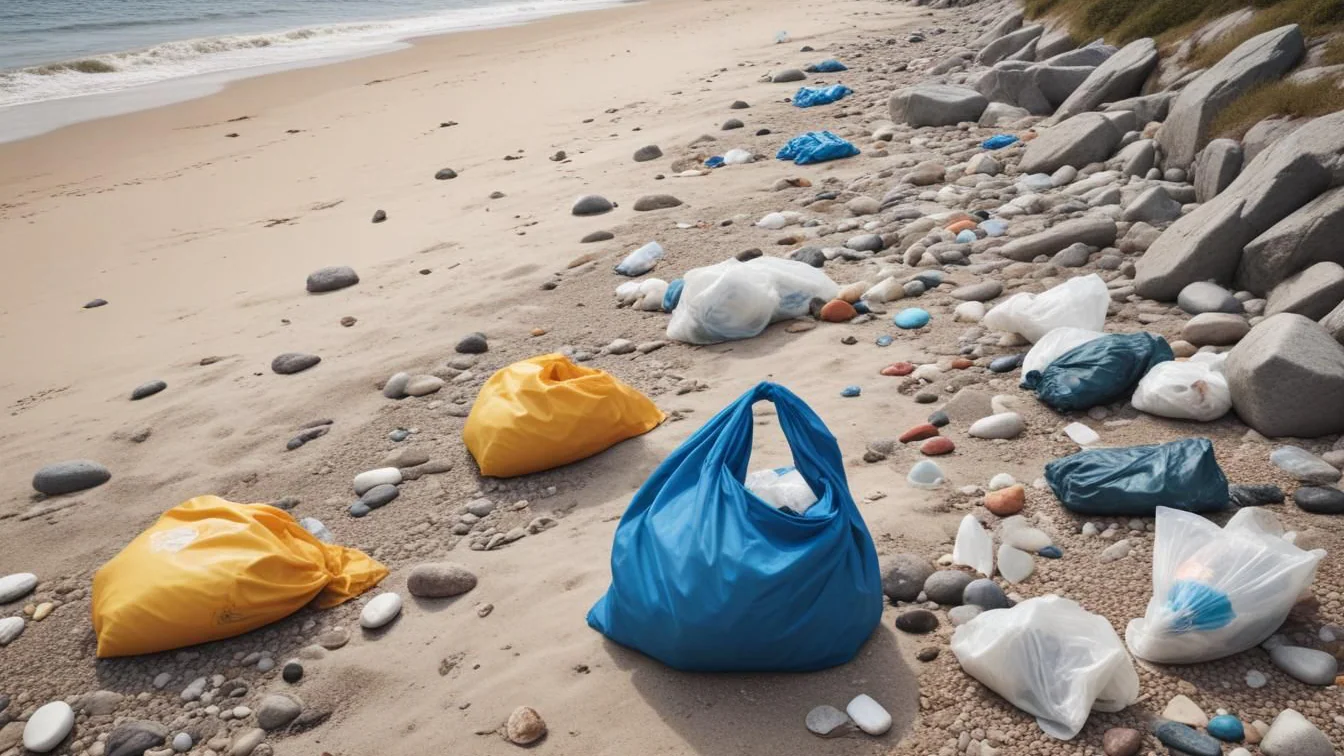 Strandplockning av plast och marint skräp längs en svensk kust