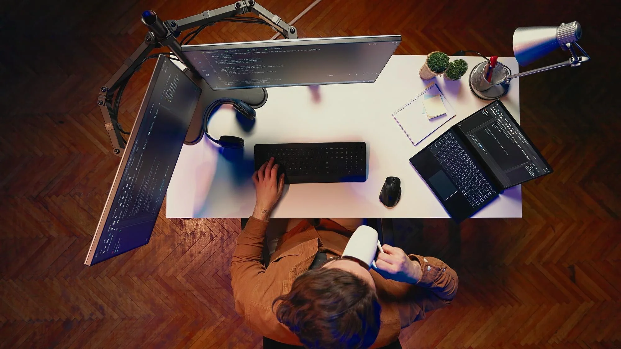 Person arbetar med teknisk IT-support vid en dator