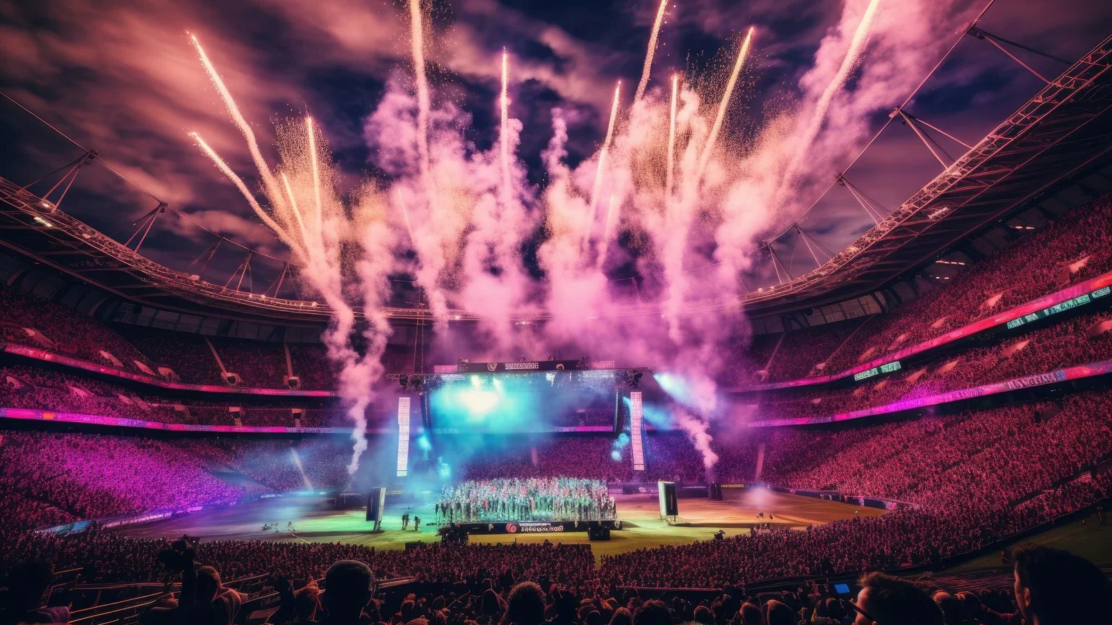 Konsertscen och publik som illustration till Bad Bunnys Super Bowl-halvtidsshow